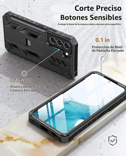 Vista 5 de SOiOS - Funda para Samsung Galaxy S22 con protector de pantalla integrado, función atril 20FT Military-Grade Drop Shockproof Protection, Durable