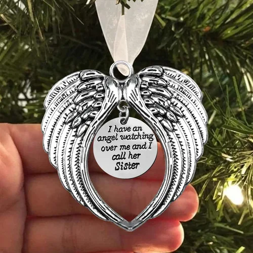 Vista 20 de Adorno conmemorativo de Navidad, Una parte de mi corazón está en el cielo, colgante para árbol de Navidad, regalos conmemorativos por pérdida