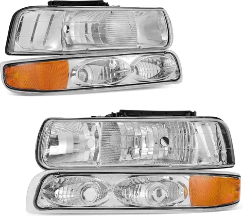 Vista 14 de AUTOSAVER88 - Conjunto de faros delanteros compatible con Chevy Silverado 99-02, color negro También compatible con Chevy Suburban/Tahoe
