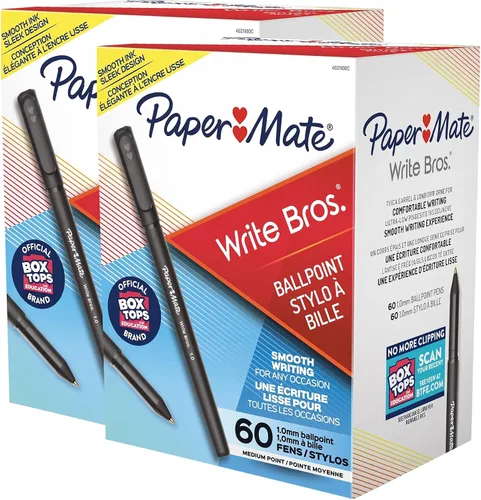 Vista 7 de Paper Mate Write Bros. Bolígrafos de tinta negra, punta media (0.039 pulgadas), 60 unidades, suministros de oficina a granel
