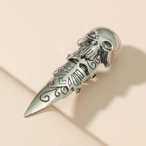 Vista 5 de Holibanna Anillo doble para hombre con articulación de nudillos, anillo doble punk rock águila garra Armadura anillo de actividad, anillos