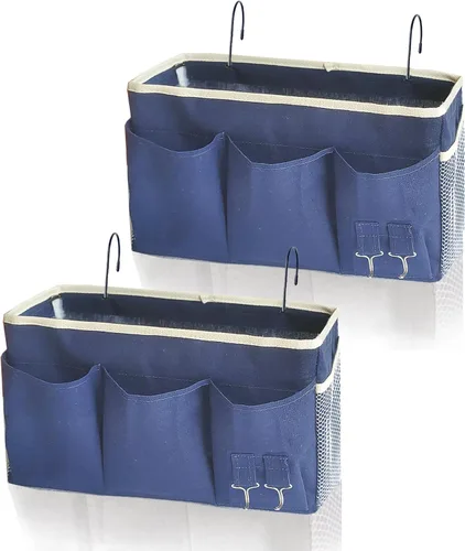 Vista 12 de Organizador de almacenamiento colgante para literas y camas de hospital, cama de dormitorio universitario, se puede colocar lentes, libros, Negro