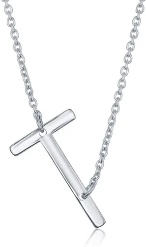Vista 42 de Dainty Sideways Initial Necklace for Women – Sterling Silver or 14K Gold Plated 20mm Alphabet Letter Pendant