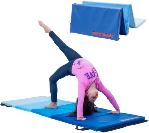Vista 16 de Antsy Pants Colchoneta de gimnasia para niños, fácil de limpiar, resistente, plegable, acolchada, ligera, portátil, equipo de gimnasia para juego