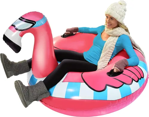 Vista 8 de GoFloats Winter Snow Tubes - Choose from Unicorn, Disney's Frozen, Ice Dragon, Polar Bear, Penguin, Flamingo - Inflatable Sled for Kids and Adults