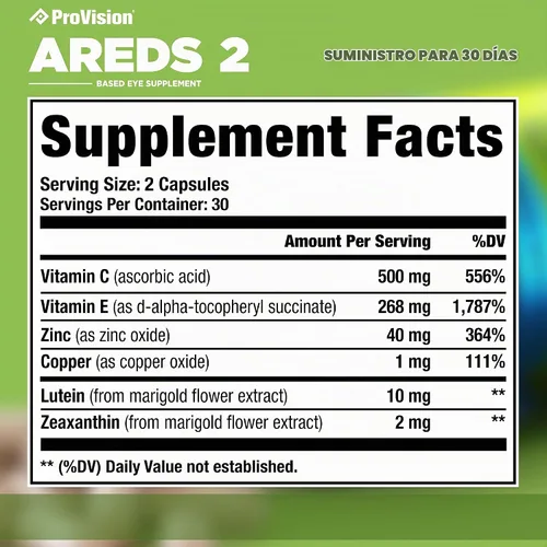 Vista 6 de ProVision AREDS 2 Vitaminas para los ojos – Mejora la visión – Complejo de luteína y zeaxantina Visión – 60 cápsulas de suplemento ocular