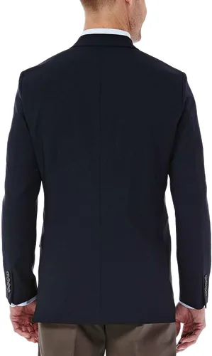 Vista 2 de Haggar Blazer de viaje elástico a medida con ventilación lateral de 2 botones para hombre Medianoche