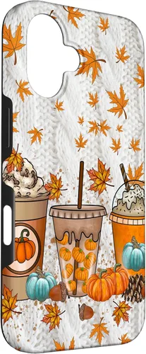 Vista 3 de iPhone 16 Thanksgiving Autumn Leaves Pumpkin Spice Knitted Print Phone Case