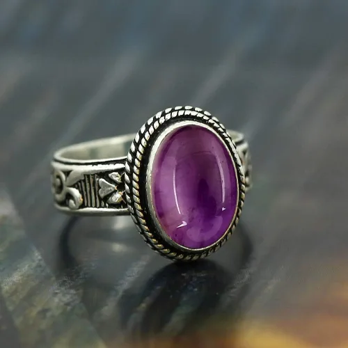Vista 4 de Anillo solitario de malaquita, ojo de tigre, piedra lunar natural, 10x14mm, con forma ovalada, gema auténtica, recubierto de plata de ley 925