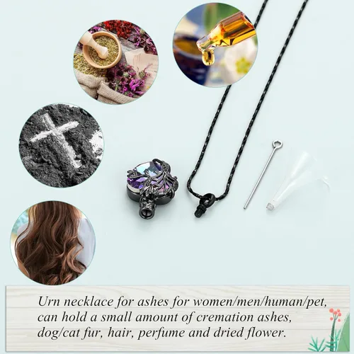 Vista 46 de Imrsanl Collar de urna de árbol de la vida con forma de corazón, joyería de cremación para hombres y mujeres, recuerdo, joyería conmemorativa