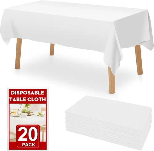 Vista 7 de RowinsyDD Paquete de 30 manteles de plástico negro desechables, 54 x 108 pulgadas, manteles de plástico para mesas rectangulares, mantel desechable