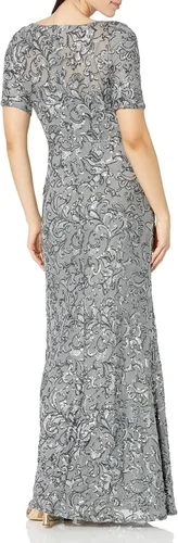 Vista 2 de Alex Evenings Vestido largo de encaje de lentejuelas de manga corta para mujer (regular petite)