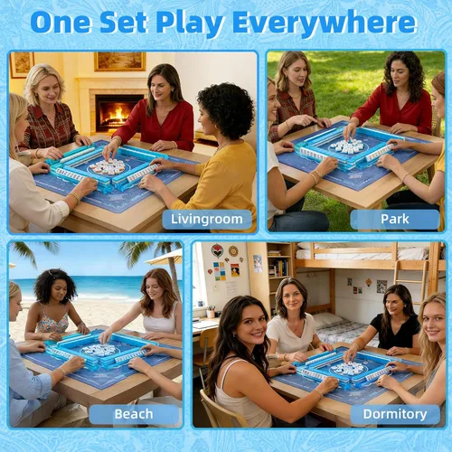 Vista 7 de American Mahjong Tile Set, 166 Juego completo de Mahjong Azul