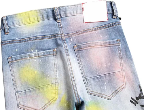 Vista 5 de NP - Pantalones de mezclilla rasgados para hombre, pantalones de mezclilla para hombre, rectos, ajustados, con agujero de moda