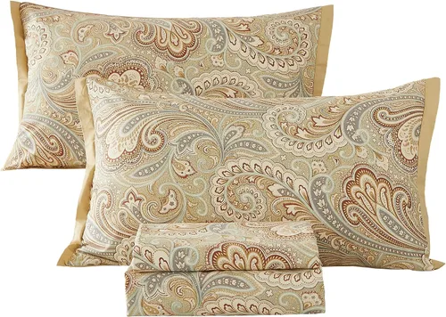 Vista 10 de ABREEZE Juego de sábanas de algodón egipcio tamaño individual (1000 hilos) floral y fundas de almohada (4 piezas), sábanas de algodón egipcio