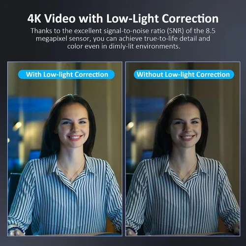 Vista 8 de NexiGo Iris, cámara web 4K AI con sensor Sony de 1/1.8", memoria flash integrada, HDR, PiP, control estilo DSLR, encuadre/seguimiento automático