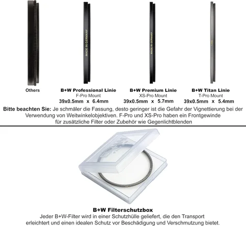 Vista 8 de Filtro de protección transparente B + W para lente de cámara, soporte Titan ultra delgado (T-PRO), 007, HTC, 16 capas multiresistentes y nano