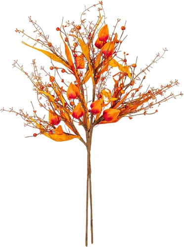 Vista 4 de Vickerman Linterna artificial de otoño naranja de 29 pulgadas, bayas y aerosol de cáscara. Incluye 2 aerosoles por bolsa.