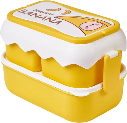 Vista 10 de TOPINCN Cajas de almuerzo para microondas de dibujos animados lindos, contenedor independiente del compartimiento, contenedores plásticos apilables