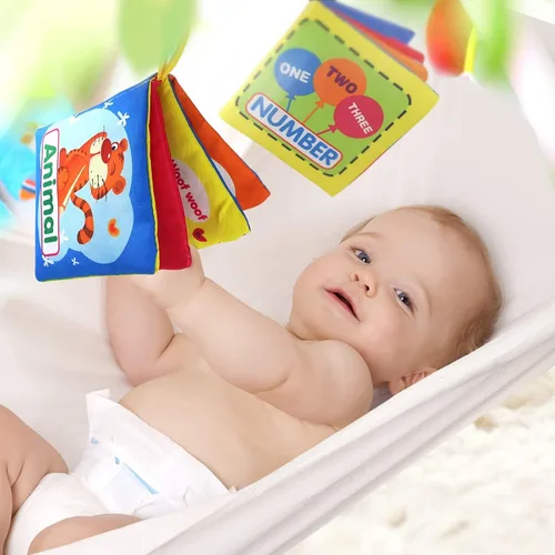 Vista 6 de Coolplay Baby's First - Juego de libros de tela suave no tóxica, libros arrugados de fricción con sonido crujiente, paquete de 8