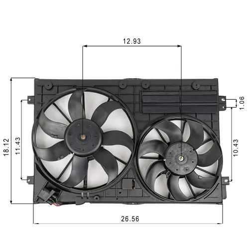 Vista 4 de VW102 Reemplazo de ventilador de refrigeración de doble radiador y condensador para Volkswagen Jetta 2.0L VW Tiguan para Audi A3 TT