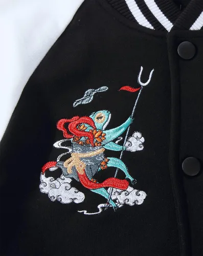 Vista 5 de Niepce Inc Chaqueta universitaria de béisbol bordada japonesa para hombre