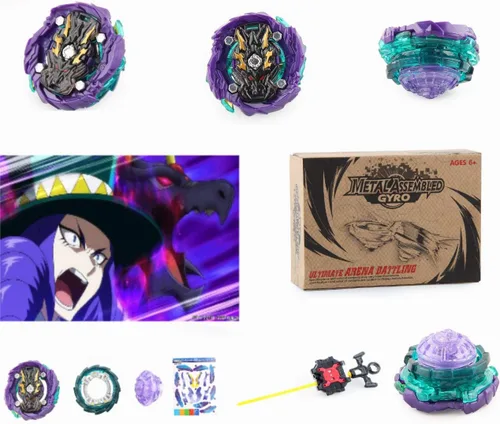 Vista 2 de Bey Fusion Dread Bahamut Blades Bey Burst Blade Battling Top Left and Right String Launcher Blade es compatible con Booster Burst Blade Spinning