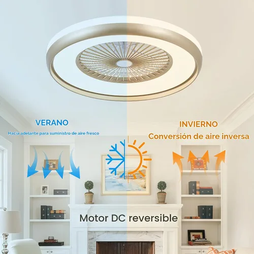 Vista 6 de Ventilador de techo sin aspas de 24 pulgadas con control remoto de luz, ventiladores de techo LED inteligentes con control de aplicación, ventilador