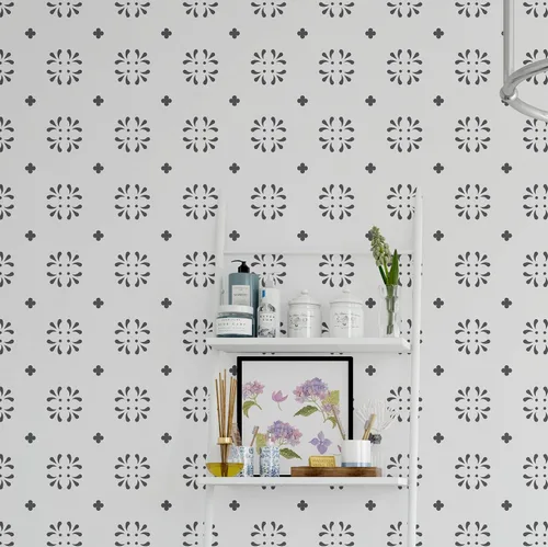 Vista 9 de Juego de 16 plantillas de azulejos (6 x 6 pulgadas), patrón de plantillas mexicanas, uso como plantillas de piso o plantillas de pared, plantillas