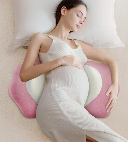 Vista 10 de DONAMA Almohada de embarazo para dormir, desmontable y ajustable, almohada de maternidad de apoyo de doble cara, agradable a la piel para mujeres