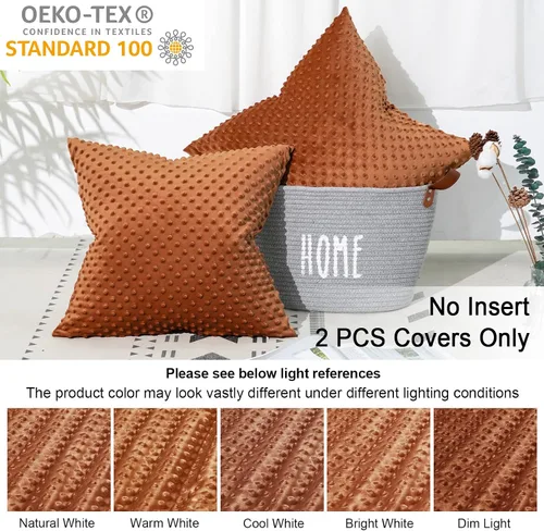 Vista 3 de PHF Minky - Funda de almohada de lunares de 18 x 18 pulgadas, paquete de 2 fundas de cojín de terciopelo real de burbujas de visón suave, acogedora