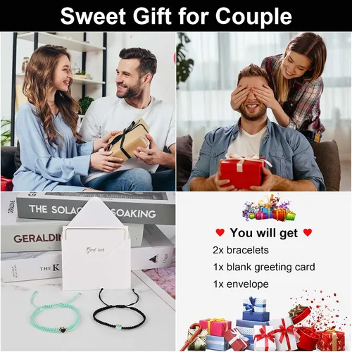 Vista 5 de Pulseras a juego para parejas de novio y novia, pulsera elástica ajustable de amistad para él y ella