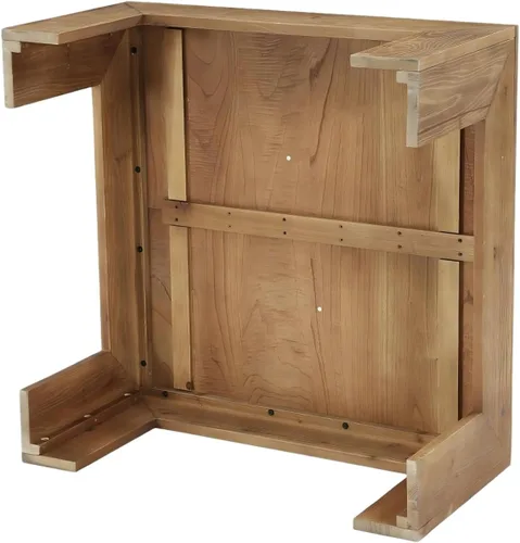 Vista 10 de LITTLE TREE Mesa de centro de madera maciza de 39.4 pulgadas, mesa de centro cuadrada con parte superior incrustada intrincada y patas resistentes