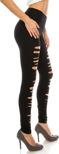 Vista 2 de The Classic Leggings recortados para mujer elásticos con agujeros rasgados de longitud completa pantalones activos para entrenamiento talla grande