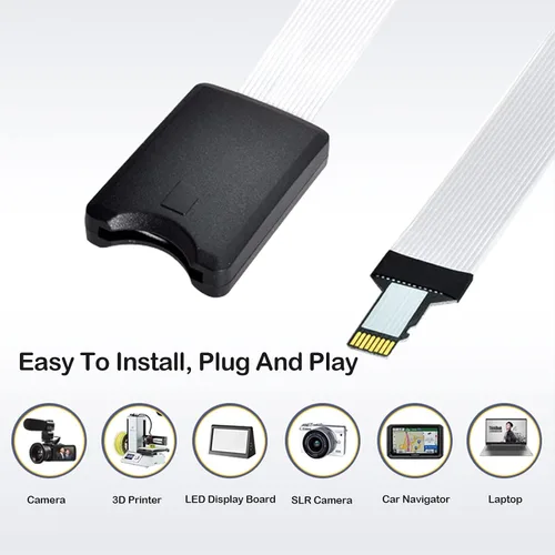 Vista 3 de ASHATA Adaptador de cable de extensión de tarjeta SD a Mini SD, extensor flexible con funda, cable extensor TF a TF para impresora