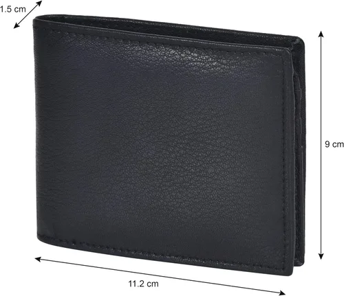 Vista 3 de Billetera plegable delgada y compacta con solapa y bolsillo para monedas para niños, Negro -, Minimalista
