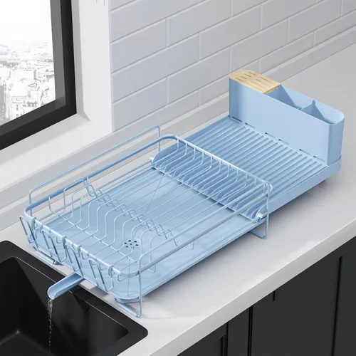 Vista 6 de Kitsure - Escurridor extensible para platos, 19.2-26.7 pulgadas de largo x 12.9 pulgadas de ancho, 2 niveles