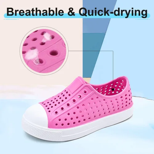 Vista 2 de QLZ Zapatos de agua para niños y niñas, sandalias de jardín, zapatos de goma, zapatos de playa, antideslizantes, ligeros, transpirables, de secado
