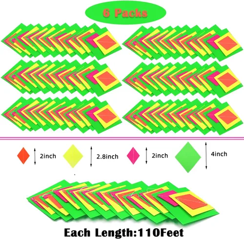 Vista 7 de Guirnalda de Papel Neón de 110 pies, Serpentinas Neón, Estrella Perforada, Decoraciones Neón de Luz Negra que Brillan para Fiestas, Reactivas a UV