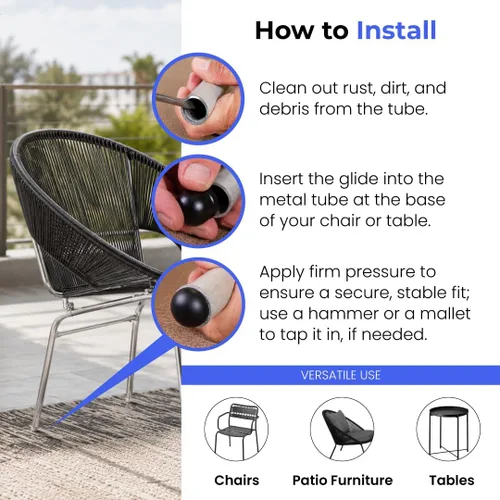 Vista 6 de Protectores redondos para patas de silla, se adaptan a 7/8 pulgadas de diámetro interior, protectores de piso de plástico para patas de silla