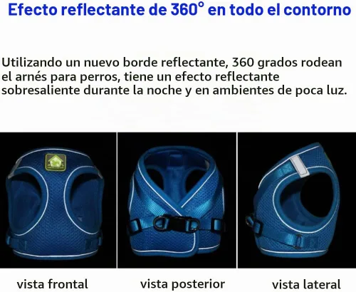 Vista 6 de FEimaX Juego de arnés y correa para perro, sin tirones, transpirable, chaleco de arnés de malla suave para cachorro, arnés reflectante ajustable