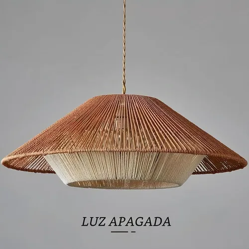 Vista 7 de LIGHTLAND Lámpara colgante de ratán bohemio de 19.7 pulgadas, araña tejida con cordel, lámpara tejida a mano estilo Wabi-sabi para comedor, isla