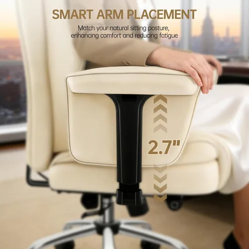Vista 7 de AreShark Silla de oficina grande y alta, silla ejecutiva de escritorio de cuero con respaldo alto y soporte lumbar ajustable, ergonómica, cómoda