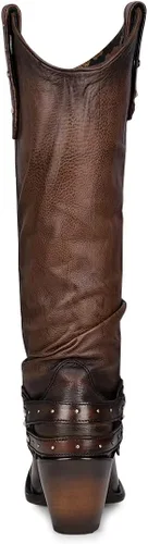 Vista 5 de Cuadra Botas altas para mujer en piel bovina marrón