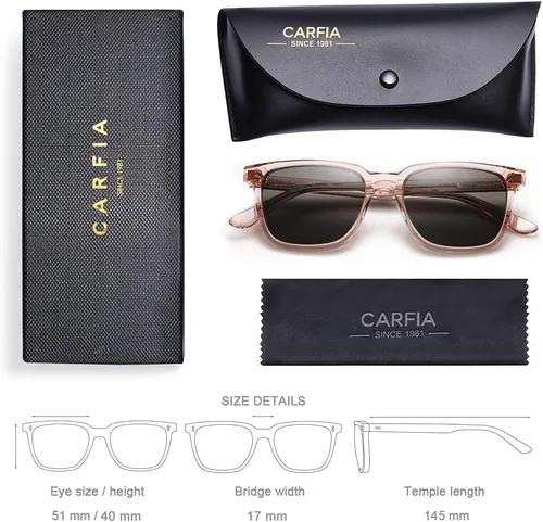 Vista 6 de Carfia Chic - Lentes de sol polarizados para mujer, protección UV400, marco de acetato pulido a mano