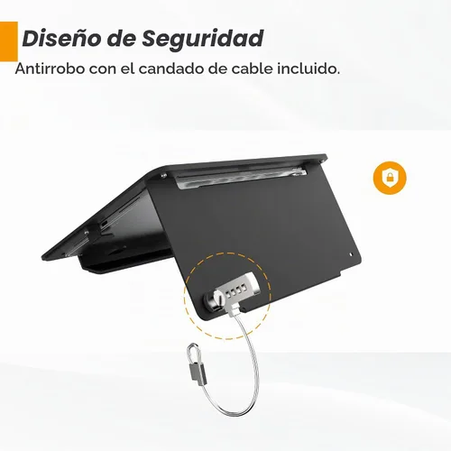 Vista 8 de Soporte de escritorio para tableta, todo de metal ergonómico 30 con bloqueo de cable de seguridad para oficina, mostrador de puntos de venta