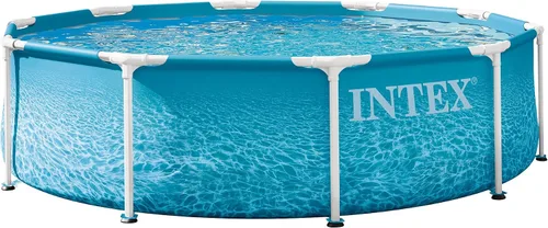 Vista 11 de Intex 28206EH Piscina grande redonda sobre el suelo con paredes laterales reforzadas y marco de metal para patio trasero o uso al aire libre, 10
