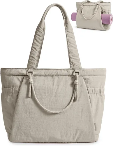 Vista 10 de BAGSMART Bolsa de yoga y pilates para mujer con asas, bolsa de gimnasio Rosa bebé