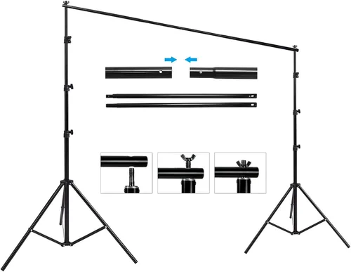 Vista 5 de Estudio de video fotográfico de 10 x 8.5 pies con fondo de muselina (verde/blanco/negro) y kit de iluminación LED de 85 W 5500K y paraguas, kit