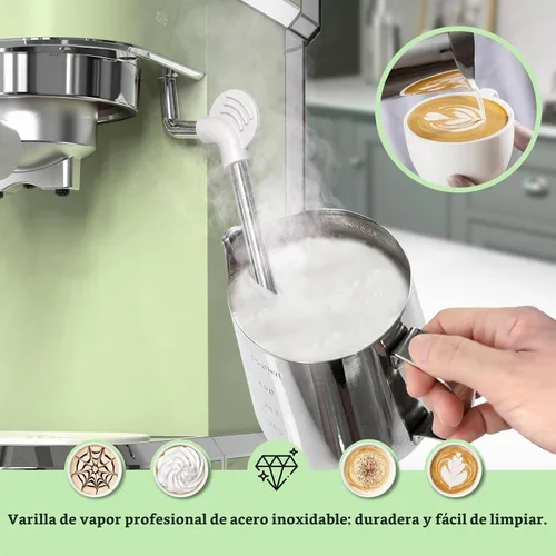 Vista 5 de Laekerrt Máquina de Espresso de 20 Bar Fabricante de Espresso CMEP01 con Espumador de Leche Varilla de Vapor, Máquina de Espresso Profesional